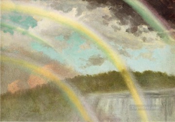  rain Canvas - Four Rainbows over Niagara Falls Albert Bierstadt Landscape
